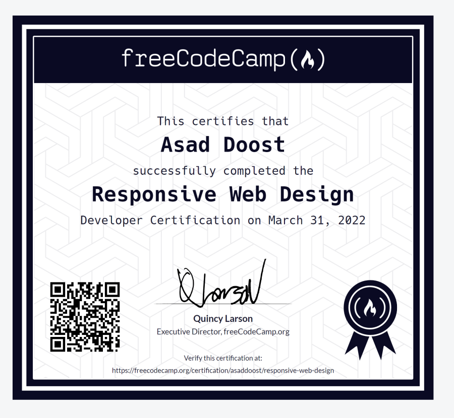 Asad Doost - Responsive Web Design Certificate